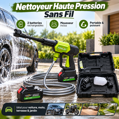 Nettoyeur Haute Pression Sans Fil YOVLET DB560C 48V 2 batteries